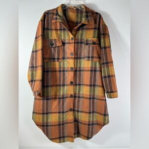 Unbranded Fall Plaid Button Front‎ Pocket Shacket Size Large NWOT